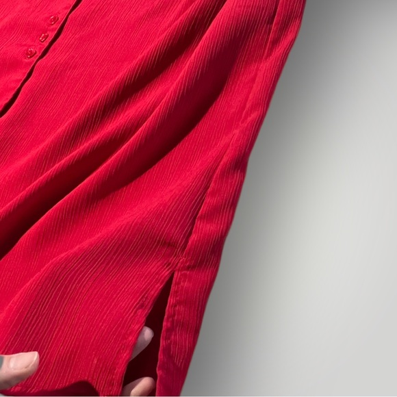 Vintage JR Bentley Red Button Down Short Sleeve Blouse Top - Picture 10 of 12